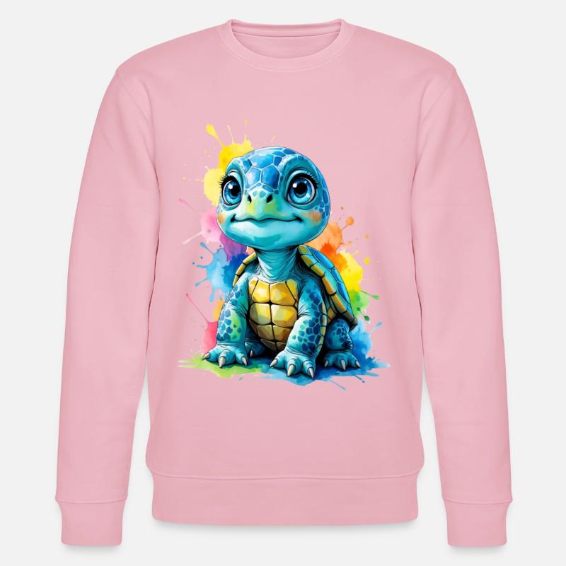 Bunte Schildkröte mit Farbspritzern - Stanley/Stella Unisex Bio-Sweatshirt CHANGER  - Hellrosa