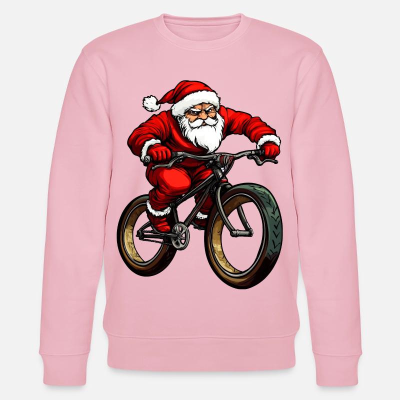 Biker Weihnachten / Weihnachtsmann Mountainbiker - Stanley/Stella Unisex Bio-Sweatshirt CHANGER  - Hellrosa