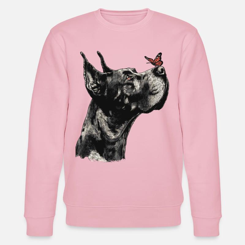 Dogue allemand avec papillon rouge - Sweat bio CHANGER Stanley/Stella Unisexe - rose pâle