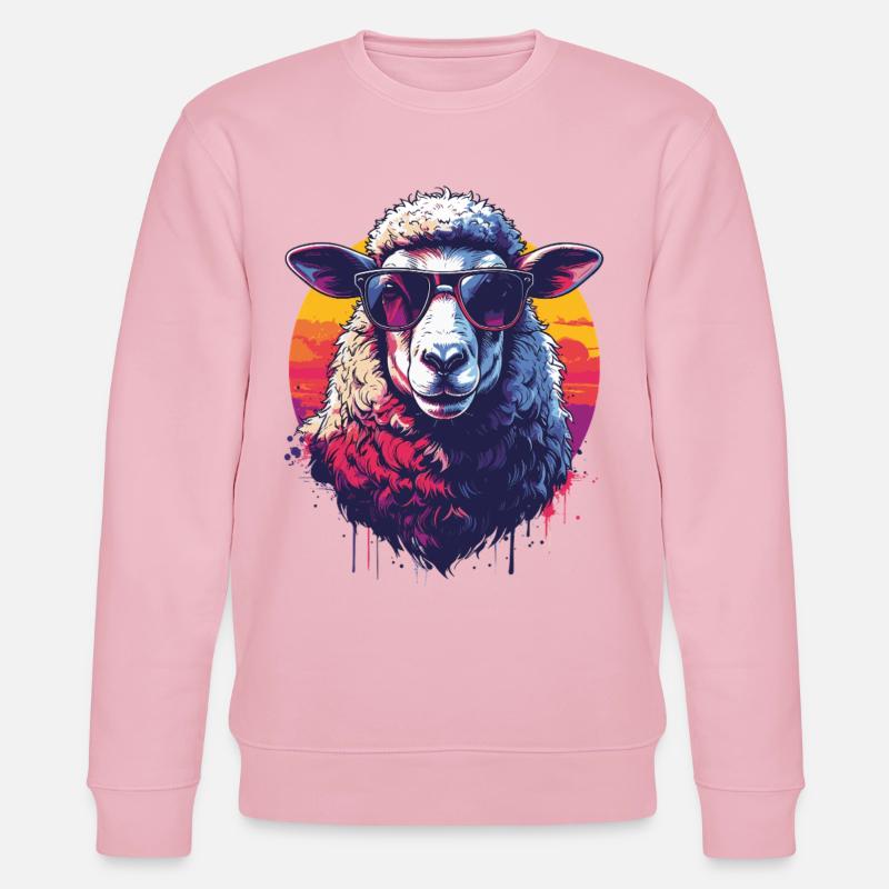 Mouton rétro cool avec des lunettes - Sweat bio CHANGER Stanley/Stella Unisexe - rose pâle
