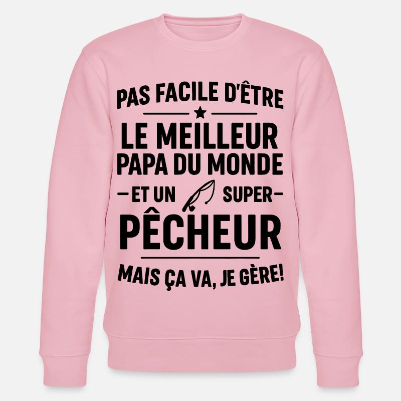 Pêche – Super Papa Pêcheur - Sweat bio CHANGER Stanley/Stella Unisexe - rose pâle