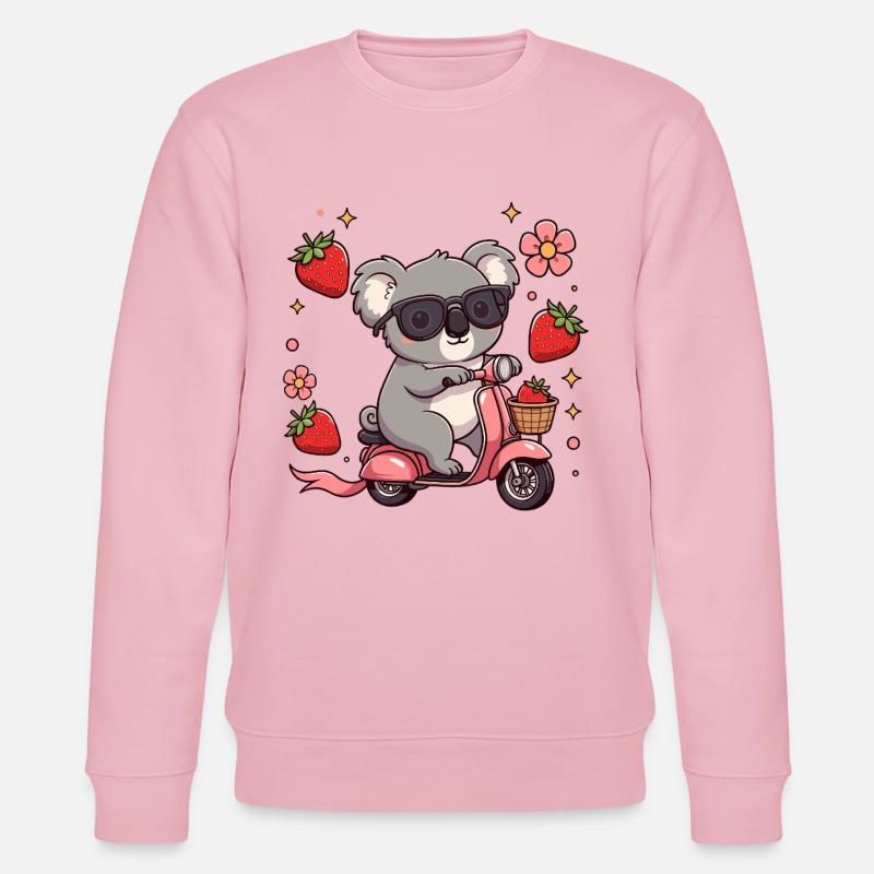 Cooler Koala-Rollerfahrer Kawaii Sommerkunst - Stanley/Stella Unisex Bio-Sweatshirt CHANGER  - Hellrosa