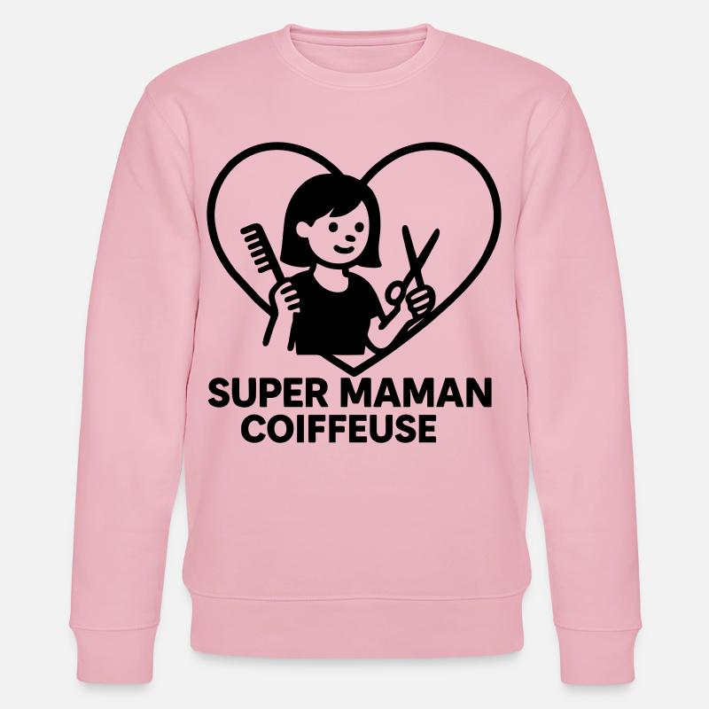 Super maman coiffeuse – Cœur coiffure - Sweat bio CHANGER Stanley/Stella Unisexe - rose pâle