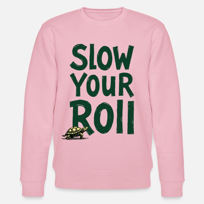 Slow Your Roll Schildkröte Spruch - Stanley/Stella Unisex Bio-Sweatshirt CHANGER  - Hellrosa