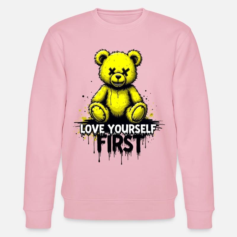 Aime-toi d’abord Teddy Bear Graffiti - Sweat bio CHANGER Stanley/Stella Unisexe - rose pâle