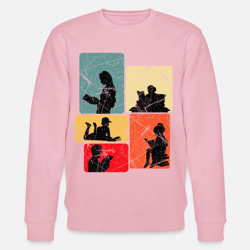 Lesende Silhouetten im Farbblockdesign - Stanley/Stella Unisex Bio-Sweatshirt CHANGER  - Hellrosa