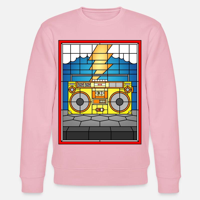 Buntglas-Boombox mit Blitz - Stanley/Stella Unisex Bio-Sweatshirt CHANGER  - Hellrosa