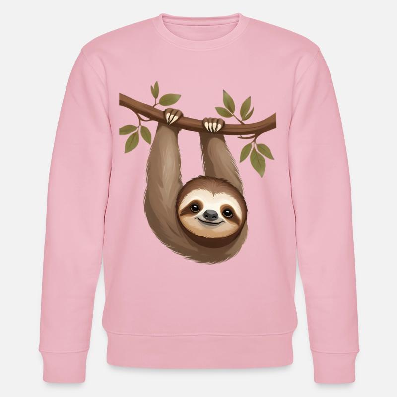 Faultier am Ast – Langsamer Charme - Stanley/Stella Unisex Bio-Sweatshirt CHANGER  - Hellrosa