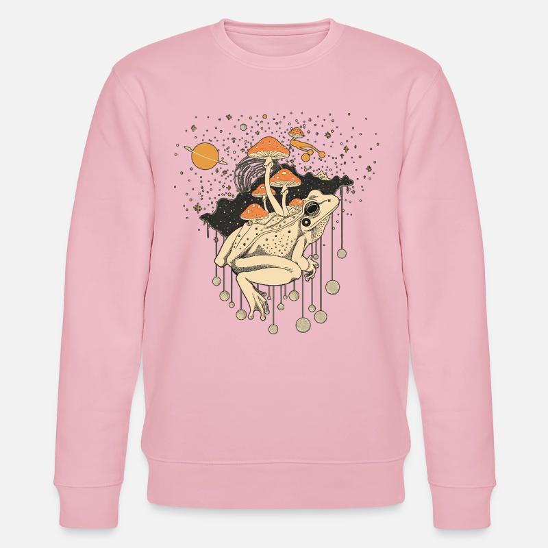 Cosmic Frog & Toadstools in the Universe - Stanley/Stella CHANGER Unisex Organic Sweatshirt - cotton pink