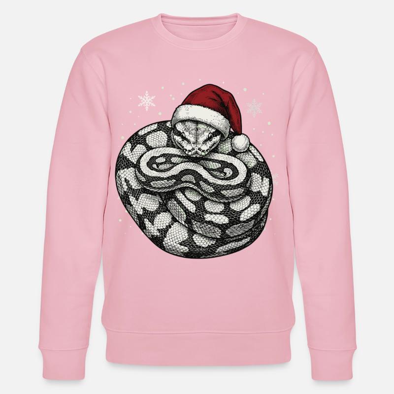 Königspython Weihnachten Ball Python Schlange - Stanley/Stella Unisex Bio-Sweatshirt CHANGER  - Hellrosa