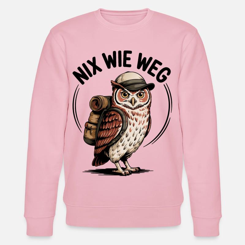 Wandernde Eule mit Rucksack - Stanley/Stella Unisex Bio-Sweatshirt CHANGER  - Hellrosa