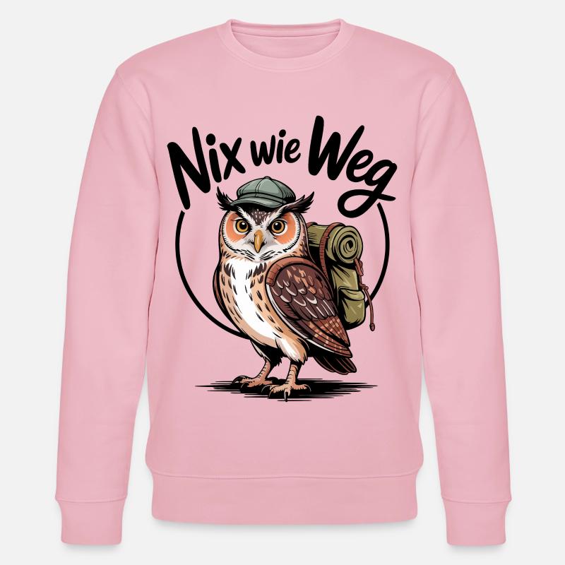 Wandernde Eule mit Rucksack - Stanley/Stella Unisex Bio-Sweatshirt CHANGER  - Hellrosa