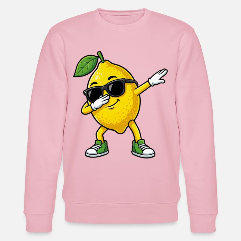 Lustige Zitrone in Dab-Pose Cartoon - Stanley/Stella Unisex Bio-Sweatshirt CHANGER  - Hellrosa