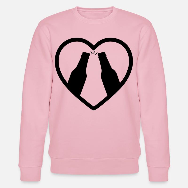 Herz-Bierflaschen, Prost, Geschenk - Stanley/Stella Unisex Bio-Sweatshirt CHANGER  - Hellrosa