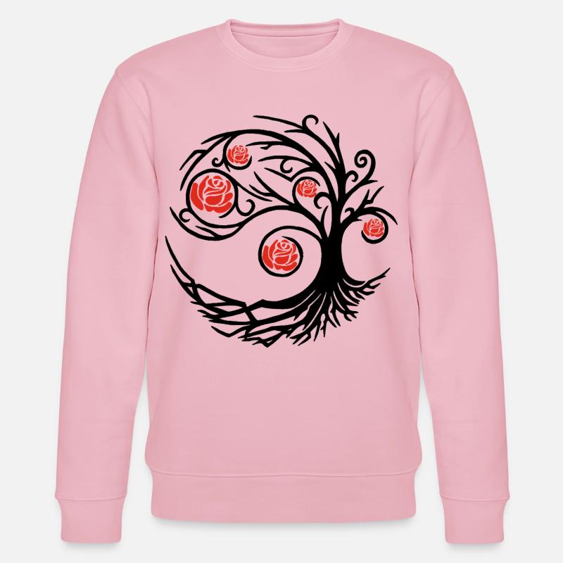 Stilisierter schwarzer Baum und rote Rosen - Stanley/Stella Unisex Bio-Sweatshirt CHANGER  - Hellrosa