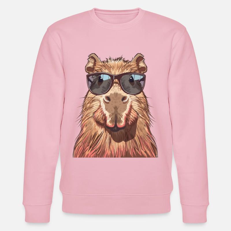 Cooles Capybara mit Sonnenbrille Fun - Stanley/Stella Unisex Bio-Sweatshirt CHANGER  - Hellrosa