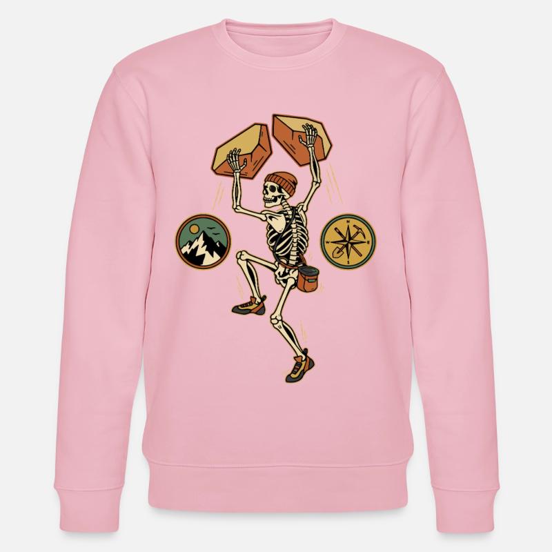 Skeleton Climber Adventure Mountains Kompass - Stanley/Stella Unisex Bio-Sweatshirt CHANGER  - Hellrosa