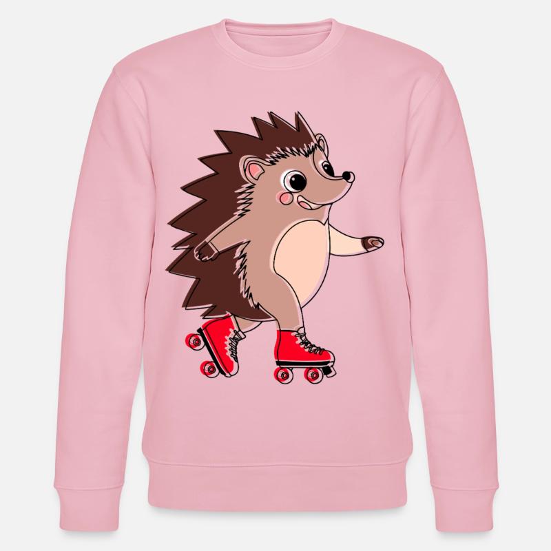 Hérisson en roller - Niglo en roller  - Sweat bio CHANGER Stanley/Stella Unisexe - rose pâle