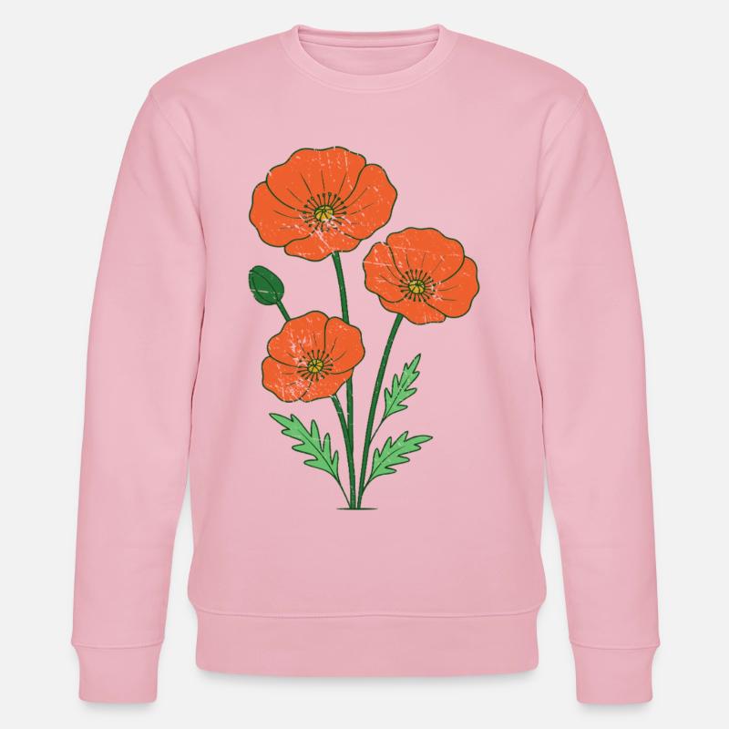 Orange Mohnblumen botanische Illustration - Stanley/Stella Unisex Bio-Sweatshirt CHANGER  - Hellrosa