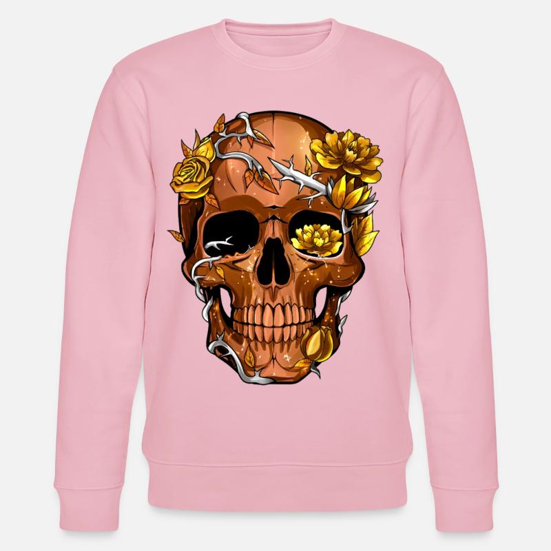 Goldener Stacheldraht-Blumenschädel - Stanley/Stella Unisex Bio-Sweatshirt CHANGER  - Hellrosa