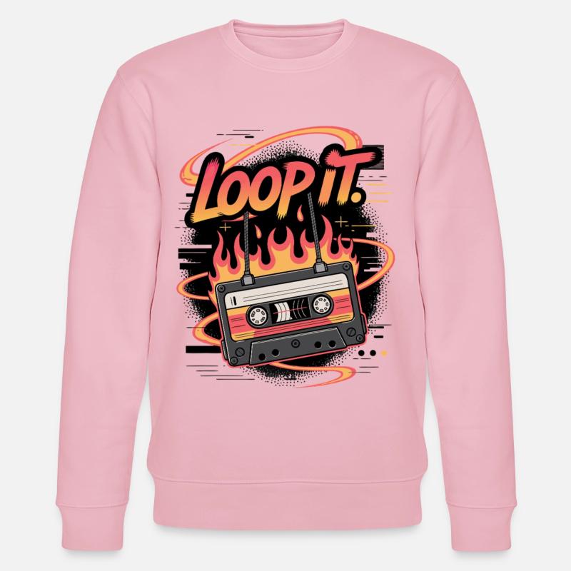 Retro Kassette Loop It Musikdesign - Stanley/Stella Unisex Bio-Sweatshirt CHANGER  - Hellrosa