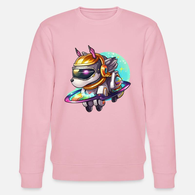 Chien de l’espace sur un hoverboard - Sweat bio CHANGER Stanley/Stella Unisexe - rose pâle