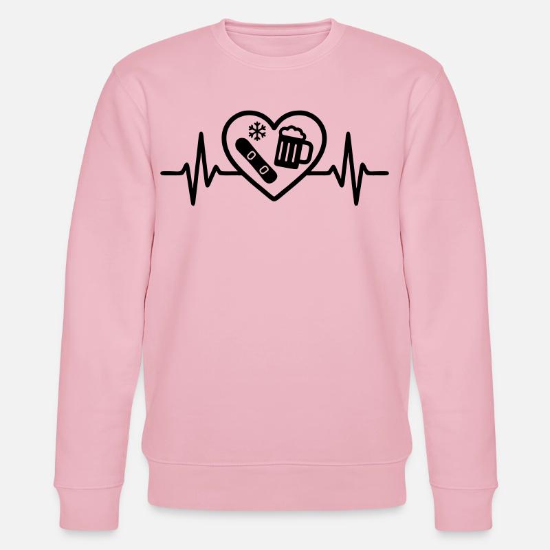 Herz Snowboard Bier - Stanley/Stella Unisex Bio-Sweatshirt CHANGER  - Hellrosa