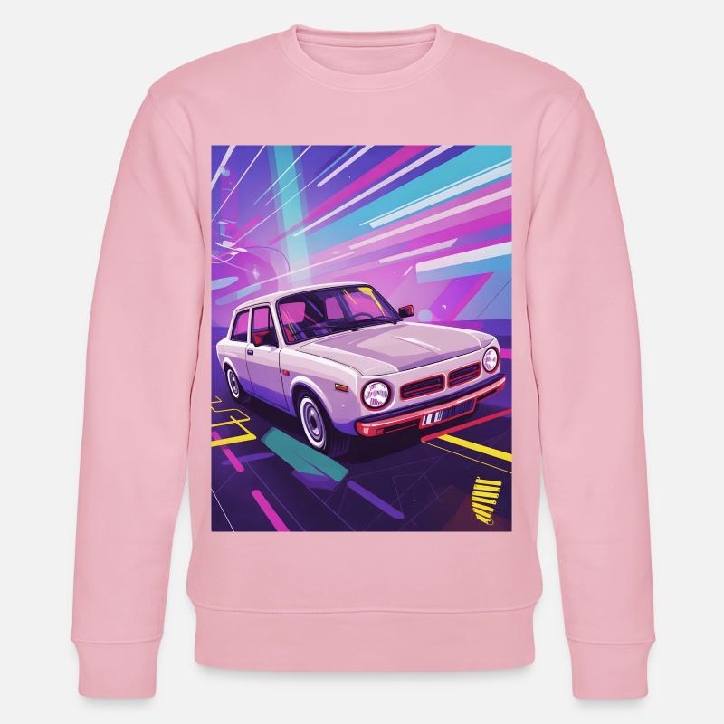 Synthwave Auto im Retro-Stil - Stanley/Stella Unisex Bio-Sweatshirt CHANGER  - Hellrosa
