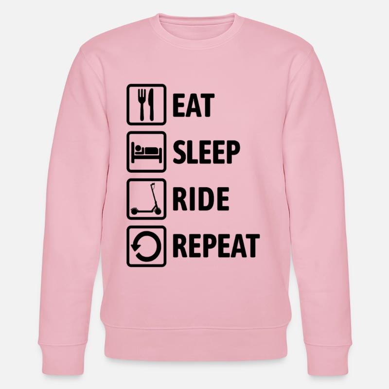 Eat Sleep Ride Repeat - E-Scooter fahren - Stanley/Stella Unisex Bio-Sweatshirt CHANGER  - Hellrosa