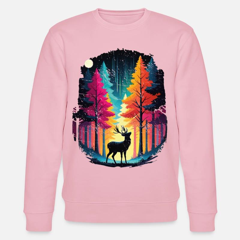 Regenbogenwald und leuchtende Hirsche - Stanley/Stella Unisex Bio-Sweatshirt CHANGER  - Hellrosa