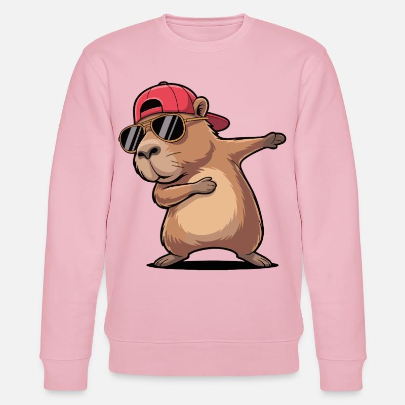 Cool Capybara Dabbing - Stanley/Stella CHANGER Unisex Organic Sweatshirt - cotton pink