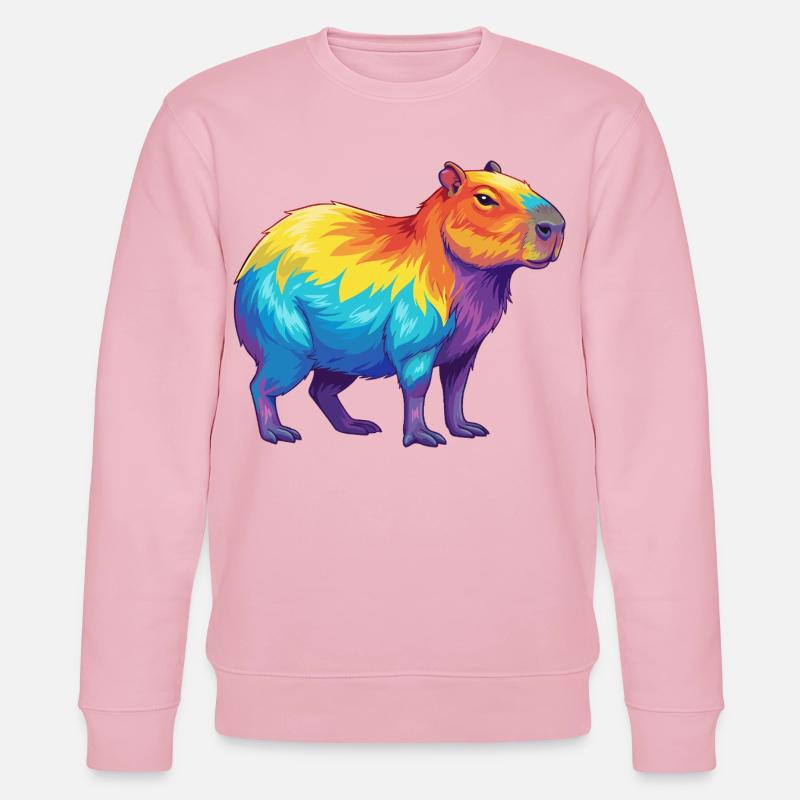 Bunte Capybara-Regenbogen-Pop-Art-Aquarell - Stanley/Stella Unisex Bio-Sweatshirt CHANGER  - Hellrosa
