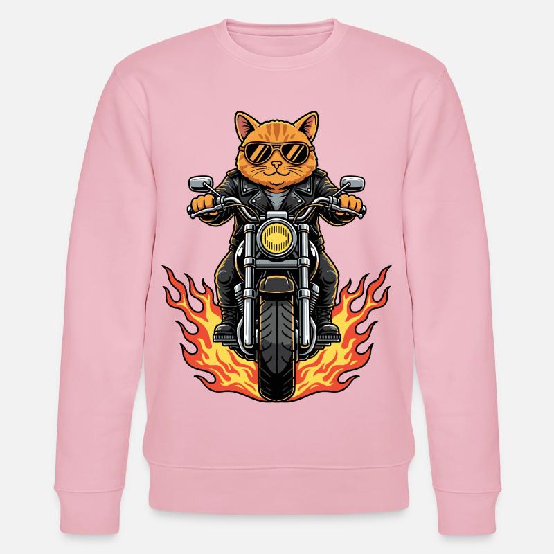 Coole Biker Katze Motorradflammen - Stanley/Stella Unisex Bio-Sweatshirt CHANGER - Hellrosa