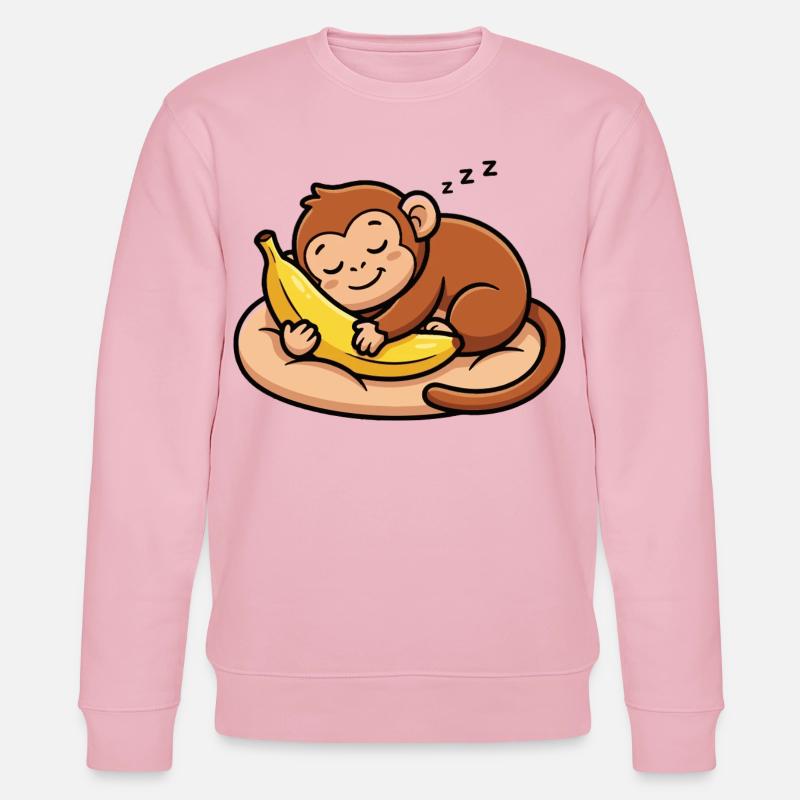 Schlafender Affe mit Banane - Stanley/Stella Unisex Bio-Sweatshirt CHANGER  - Hellrosa