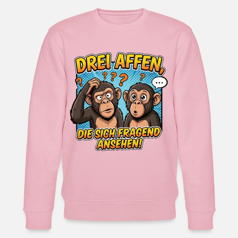 Three Monkeys Confusion – Funny Comic Design - Stanley/Stella CHANGER Unisex Organic Sweatshirt - cotton pink