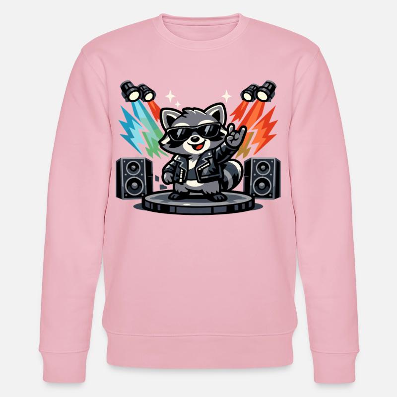 Retro Waschbär Rock – Musik Geschenk - Stanley/Stella Unisex Bio-Sweatshirt CHANGER - Hellrosa