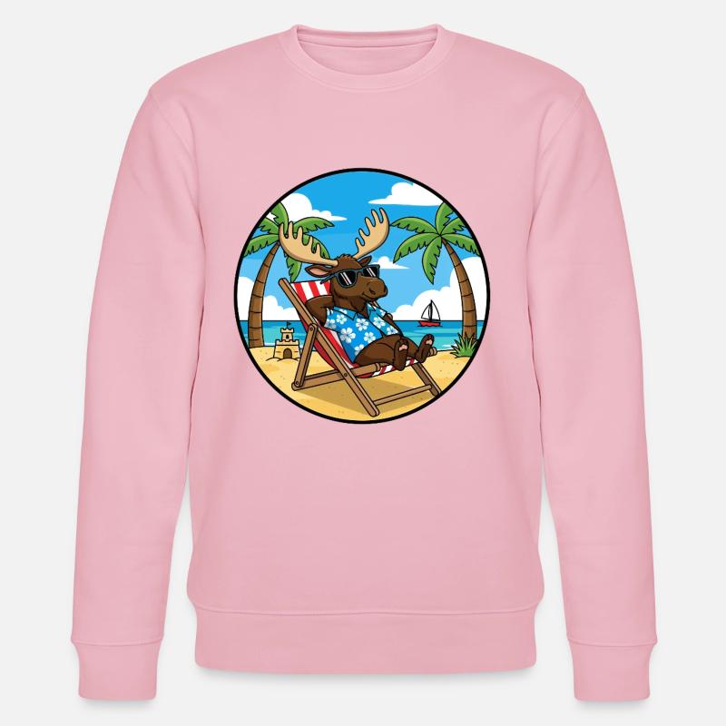 Coole Moose Beach Vacation Summer Vibes - Stanley/Stella Unisex Bio-Sweatshirt CHANGER  - Hellrosa
