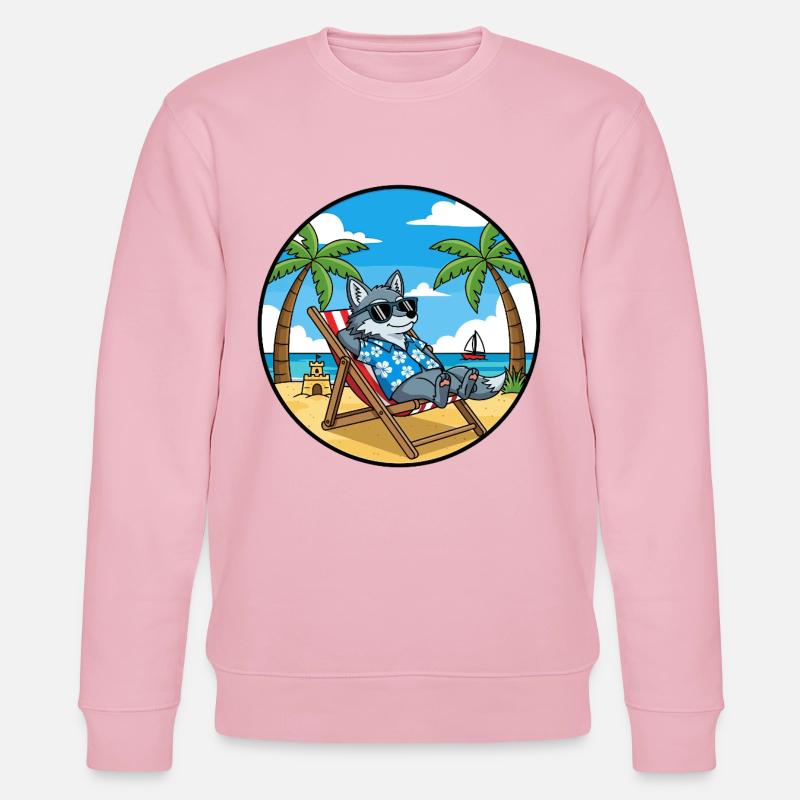 Coole Wolf Beach Urlaubs-Sommervibes - Stanley/Stella Unisex Bio-Sweatshirt CHANGER  - Hellrosa