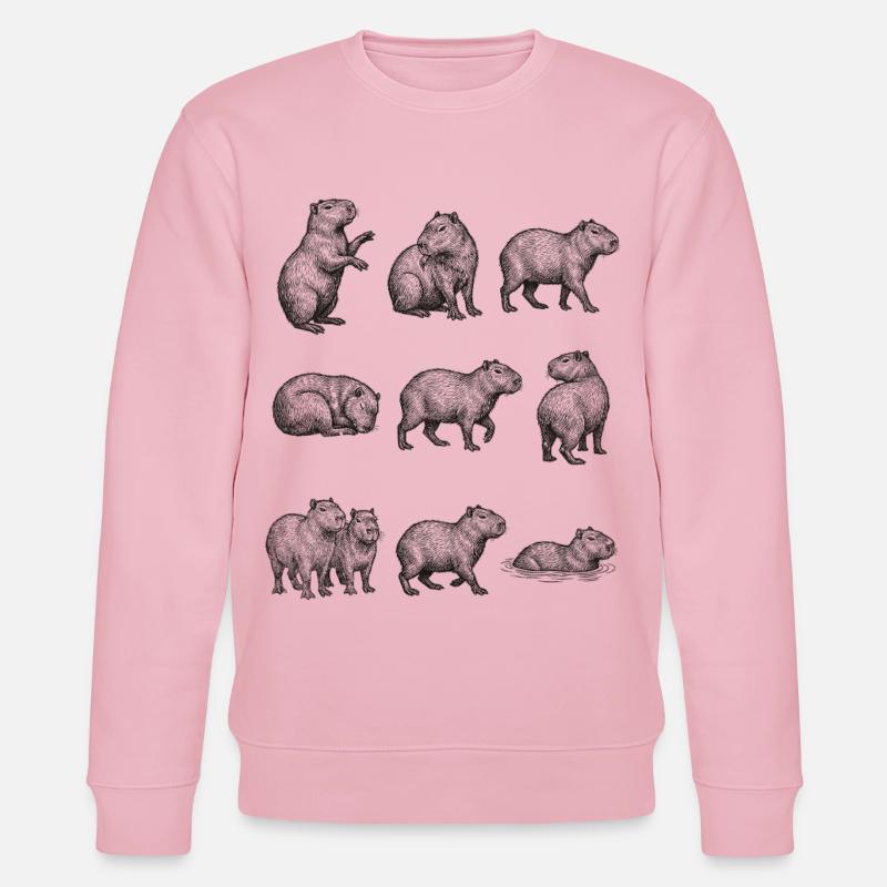 Capybara silhouettes in forest design - Stanley/Stella CHANGER Unisex Organic Sweatshirt - cotton pink