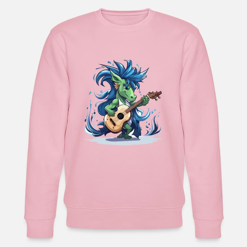 Grüner Drache Gitarrist - Stanley/Stella Unisex Bio-Sweatshirt CHANGER  - Hellrosa