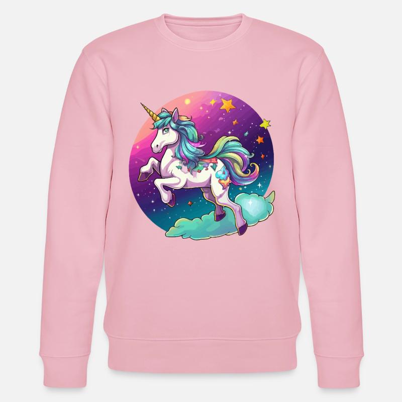 Nachtfarbener Regenbogen-Einhorn - Stanley/Stella Unisex Bio-Sweatshirt CHANGER  - Hellrosa