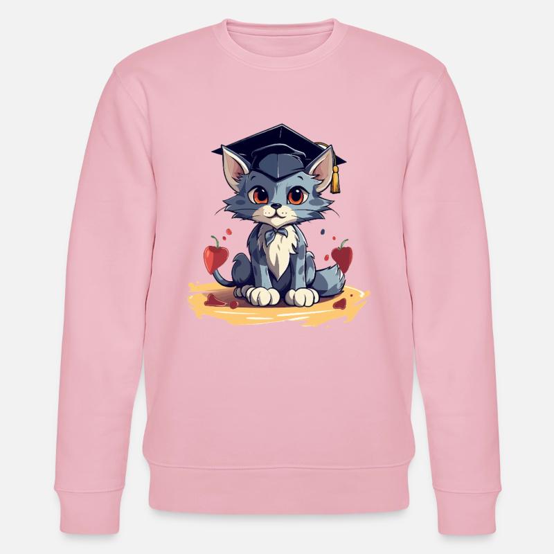 Abschluss Katze mit Graduationskappe - Stanley/Stella Unisex Bio-Sweatshirt CHANGER  - Hellrosa