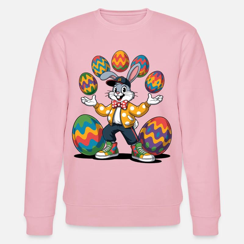 Bunter Osterhase mit farbigen Eiern - Stanley/Stella Unisex Bio-Sweatshirt CHANGER  - Hellrosa