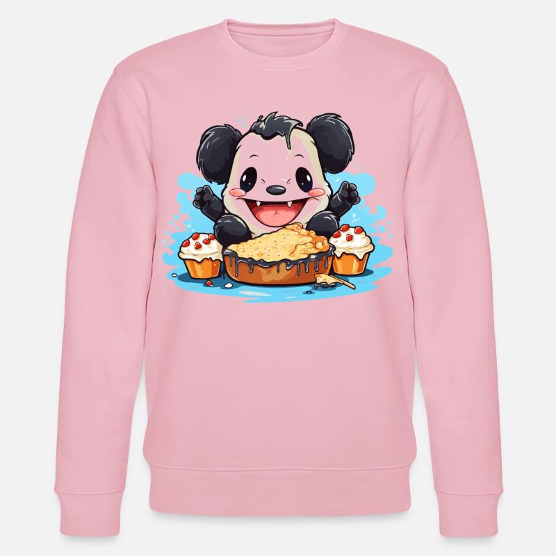 Kawaii Panda mit Kuchenfest - Stanley/Stella Unisex Bio-Sweatshirt CHANGER  - Hellrosa