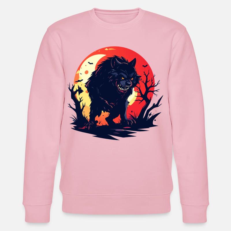 böser Mondwolf Werwolf im düsteren Mondschein - Stanley/Stella Unisex Bio-Sweatshirt CHANGER  - Hellrosa