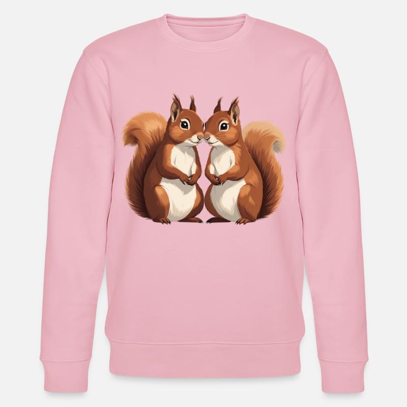 Zwillings Eichhörnchen Liebespaar - Stanley/Stella Unisex Bio-Sweatshirt CHANGER  - Hellrosa