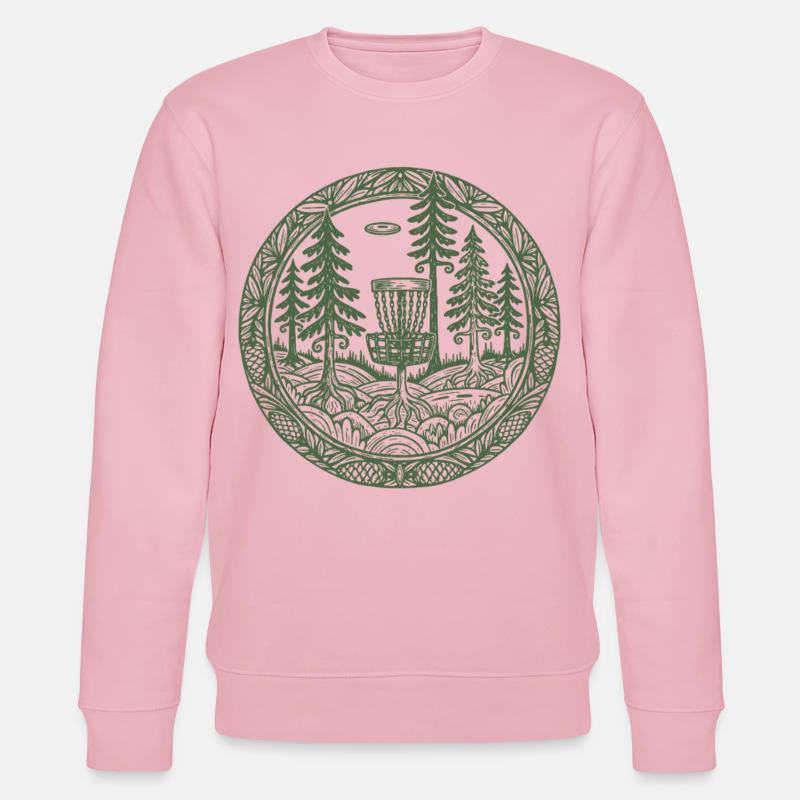 Forest Disc Golf Basket Flying Disc Course Scene - Stanley/Stella CHANGER Unisex Organic Sweatshirt - cotton pink