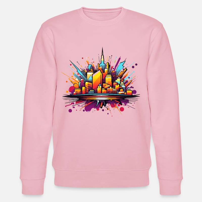 Bunte Stadtsilhouette Explosion - Stanley/Stella Unisex Bio-Sweatshirt CHANGER  - Hellrosa
