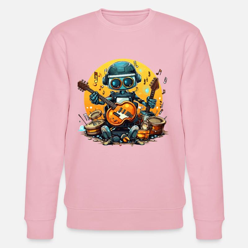 Robot Gitarrist im Band Jam - Stanley/Stella Unisex Bio-Sweatshirt CHANGER  - Hellrosa