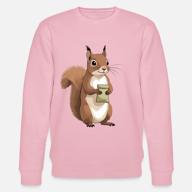 Eichhörnchen mit Beutel - Stanley/Stella Unisex Bio-Sweatshirt CHANGER  - Hellrosa